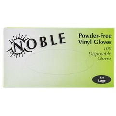 Noble Products Large Powder-Free Disposable Vinyl Gloves for Food Service