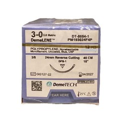 DemeLENE 3-0 USP Polypropylene Sutures 18” DFS-1 24mm RC 3/8c EXP 2027 NEW