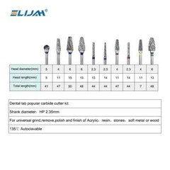Dental Lab Polishing Bur Drills Tungsten Steel Carbide Burs Burrs 2.35MM 10 Pcs