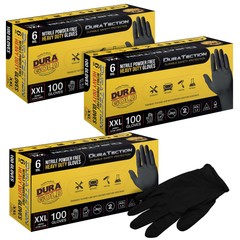 Dura-Gold HD Black Nitrile Disposable Gloves, 3 Boxes of 100, XX-Large, 6 Mil