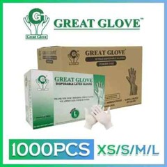 Great Glove Latex Gloves, White, Powder-Free CASE OF 1000PCS [Size – XS/S/M/L]
