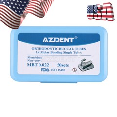 AZDENT 50set Dental Orthodontic Monoblock Buccal Tube MBT Roth 022 1st 2nd Molar
