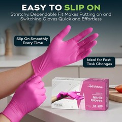 Pink Nitrile Disposable Gloves, FifthPulse 3 Mil Medical Exam Large