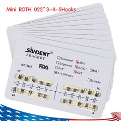 10 Packs Dental Orthodontic Braces Brackets Mini Roth 022″Slot w/ 3 4 5 Hooks