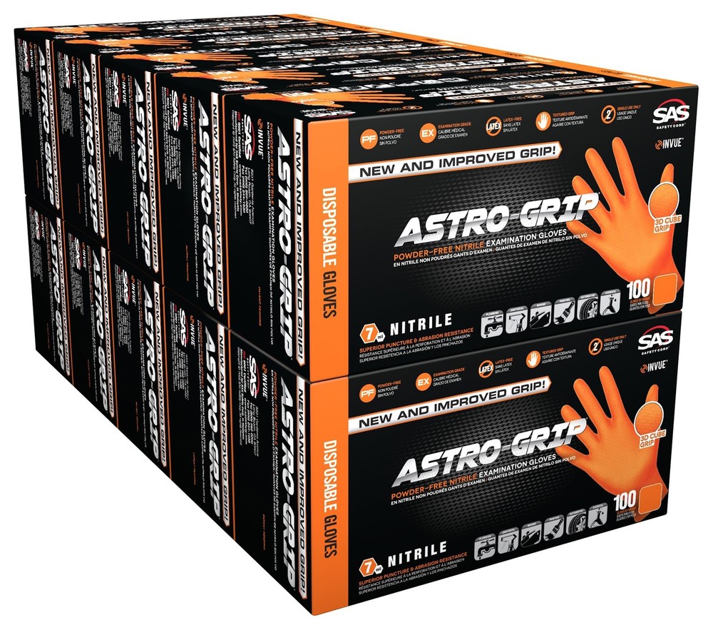 Medium Nitrile Gloves Pack Of 1000 6 Mil Powder Free Textured Orange Color