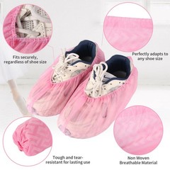 Pink 100 Pack Non-Slip Disposable Shoe Covers Premium Boot Protector Booties