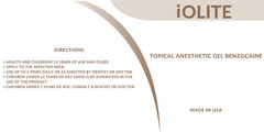 IOLITE 20% Benzocaine Topical Anesthetic Gel BUBBLE GUM FLAVOR 1OZ