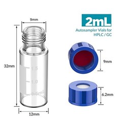 1000PCS 2ml Amber/Clear Sample Vials+Caps Screw Thread Top HPLC GC Glass Bottle