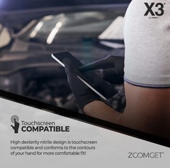 X3 1000 L Disposable Gloves 3 Mil Black Nitrile Industrial Latex Free Food-Safe