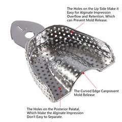 Dental Impression Trays Stainless Steel Perforated 6PC Upper+Lower S/M/L SKYSEA