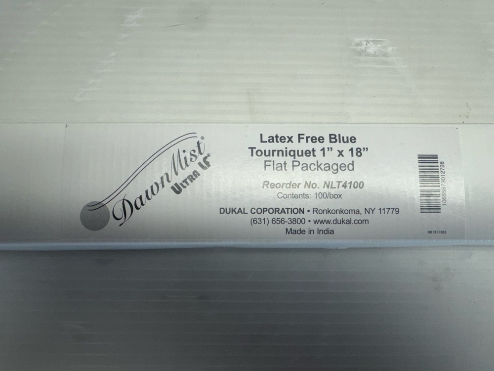 DUKAL NOT4100 ULTRA LATEX FREE BLUE TOURNIQUET 1″x48″ FLAT PACKAGED BOX OF 100