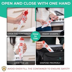 Single Use Portable Sharps Container for Needles Syringes Medical Disposal