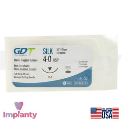 GDT Dental Braided Silk Thread Black Silicone SteriIe Individual Packs