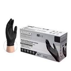 Ammex Professional Powder Free Nitrile Exam Gloves, Latex Free, XL, Black, 100CT