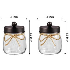 SheeChung 3-Pack Qtip Holder Bathroom Organizer, Cotton Swab Dispenser Jars Deco