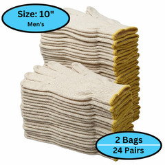 12-24 Tan String Knit Cotton Blended Safety Work Non-Disposable Gloves
