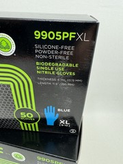 X2 SHOWA 9905PF ChemRest Disposable Nitrile Powder-Free Safety Glove XL 50 Blue