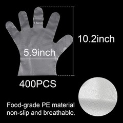 400 Count Disposable Poly Plastic Gloves for Cooking, Food Prep and Food Service