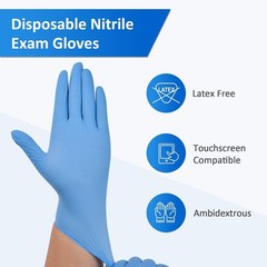 Blue Nitrile Exam Gloves – 9.5″ Long, 4 mil, Ambidextrous, Latex & Powder Free
