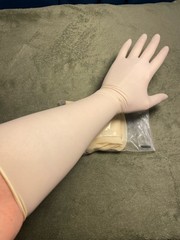 Elbow Length Latex Gloves, 9Mil, 19” Long Cuff, 10 Count 1 Pack, Size 7.5 Medium