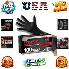 Industrial Nitrile Gloves, Chemical Resistant Disposable Black Gloves, Latex-…