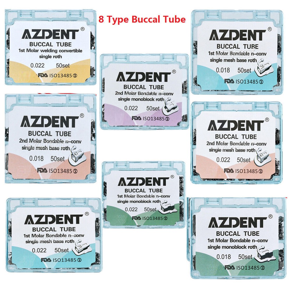 AZDENT Dental Ortho Buccal Tube 1st 2nd Roth18/022 Bondable Inblock /Split Weld