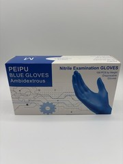 Peipu Blue Nitrile Examination Gloves – Ambidextrous Medium – Powder Free – 100