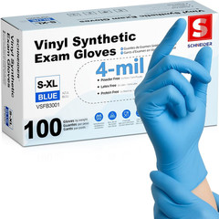 Vinyl Synthetic Exam Gloves, 4 Mil, Latex Free Disposable Gloves for Medical, Co