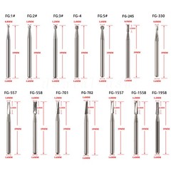 Dental Burs FG 330 557 701 Pear High Speed Tungsten Carbide Burr 19mm Midwest