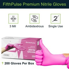 FifthPulse X Small Fuchsia Disposable Nitrile Gloves Latex Free Medical Exam