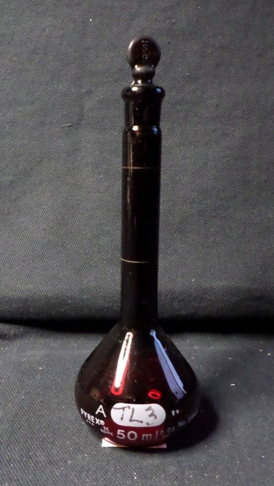 PYREX Red Low Actinic Glass Class A 50mL ±0.05 Volumetric Flask #9 Stpr 55640-50