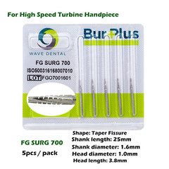 Wave Dental Surgical Burs High Speed FG 25mm Carbide Friction Grip Round 2 4 557