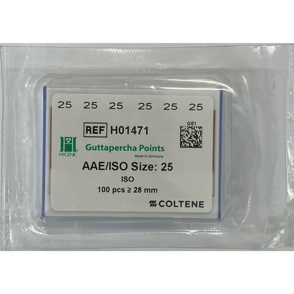 *100-Pieces* Coltene Hygenic Guttapercha Points AAE/ISO Size: 25 H01471