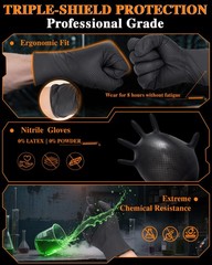 wcy 9mil Heavy Duty Disposable Nitrile Gloves, Black XLarge X-Large, Black-80