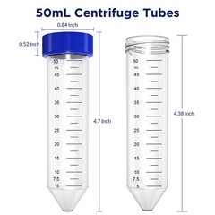 MS@ Conical Plastic Centrifuge Test Tubes 50mL 50Pcs Sterilized White Mark Area