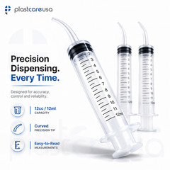Curved Tip 12cc Oral Irrigation Syringes Disposable Dental Utility (Choose Qty)