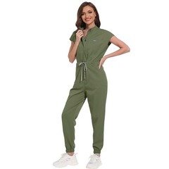 Women’s Anti-wrinkle Short Sleeve Jumpsuit Medical Nursing Uniform Scrub Sets