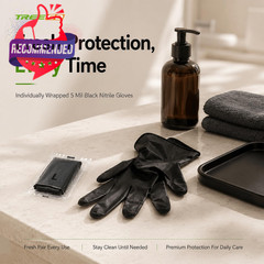 Individually Wrapped Black Nitrile Gloves X-large, 510(k)-cleared 5 Mil