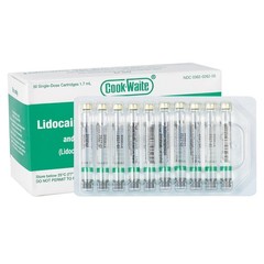 Cook-Waite Green/Red 50 cartridges w/Epinephrine 1:100000 HCl 2% Injectable