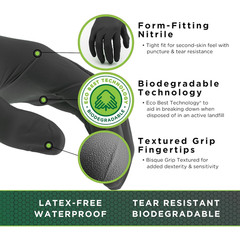 6112PF Biodegradable Powder-Free Nitrile Disposable Safety Glove, Food Safe