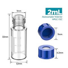 3000x 2ml Autosampler Amber/Clear Glass Vials 9-425 Pre-slit Thread Caps HPLC GC