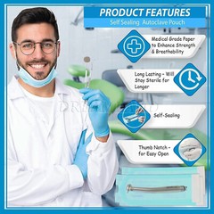3.5 ” x 10 ” Sterilization Pouches Dental Self Seal Pouch Bag 200 Bags