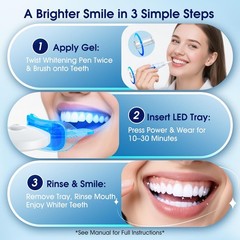 Teeth Whitening Kit with LED Light – 3 0.68 Fl Oz (Pack of 1), White