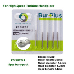 Wave Dental Surgical Burs High Speed FG 25mm Carbide Friction Grip Round 2 4 557