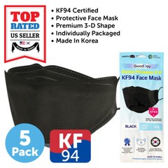 5 Pack KF94 BLACK Protective Face Mask Adult Unisex Made in Korea KFDA Approved