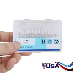 12pcs Dental Flame White Stone Polishing FG Burs Fl2 Abrasion Point Bur SANDENT