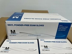 U10: Case of 1500 (10 Boxes) Medline Vinyl Powder-Free Gloves Medium SB512