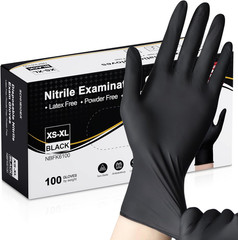 Schneider Nitrile Exam Gloves, Black Latex Free Powder Free Disposable Gloves fo