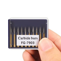 10Pcs Dental Tungsten Carbide Gold Burs Trimming & Finishing Needle Shape FG7903