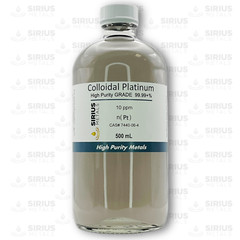 True Colloidal Platinum NanoParticles (PtNPs): 10 ppm – 500 mL in Glass